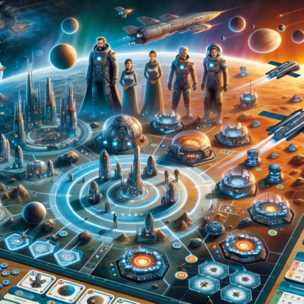 Ilustracja futurystycznej kosmicznej gry planszowej